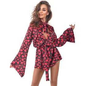 Короткий халат с широкими рукавами Anais MORGAN SHORT ROBE, Цвет: черный, Размеры: L/XL
