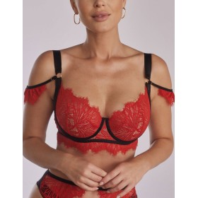 Мягкий кружевной бюстгальтер Kinga SANDRA 1124-SC, Цвет: красный+черный, Размеры: 85D