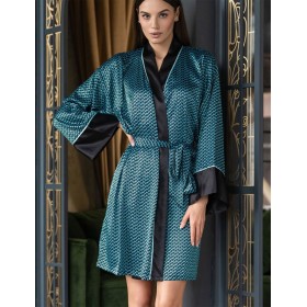 Короткий атласный халат Mia-Amore GENUA 7403, Цвет: голубой, Размеры: S/M
