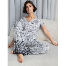 Комплект из трикотажной вискозы Mia-Amore LUCIA 1916, Цвет: молочный+узор, Размеры: 4XL