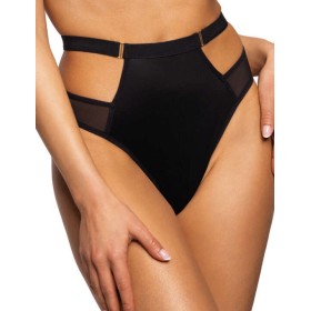 Высокие трусы стринги MAT DENISE S-0201-4-1 czarny, Цвет: черный, Размеры: L