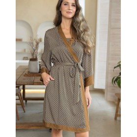 Запашной халат с узором Mia-Amore DONNA 5133, Цвет: коричневый, Размеры: 2XL/3XL