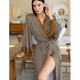 Длинный халат из вискозы с шёлком Mia-Amore DONNA 5139, Цвет: коричневый, Размеры: L/XL