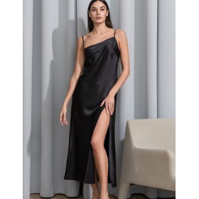 Длинная сорочка из атласа Mia-Amore MARY 7438 черный, Цвет: черный, Размеры: 4XL