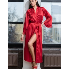 Длинный атласный халат Mia-Amore MARY 7439 красный, Цвет: красный, Размеры: 2XL/3XL
