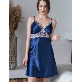 Атласная сорочка на бретелях Mia-Mella VISANTIA 9331, Цвет: темно-синий, Размеры: S