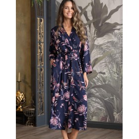 Длинный домашний халат Mia-Amore NIGHT GARDEN 5199, Цвет: темно-синий, Размеры: 4XL/5XL