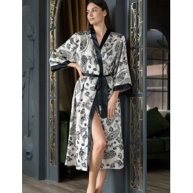 Длинный домашний халат Mia-Amore PERSEYA 7987, Цвет: черный принт, Размеры: L/XL