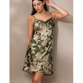 Шелковая сорочка с принтом Mia-Amore VITTORIA 5151 темный хаки, Цвет: темный хаки, Размеры: 2XL