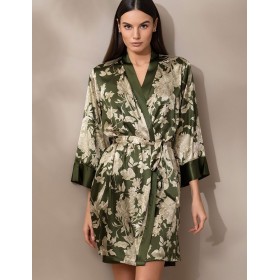 Шелковый халат с принтом Mia-Amore VITTORIA 5153 темный хаки, Цвет: темный хаки, Размеры: L/XL