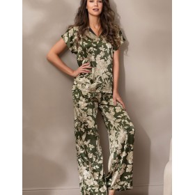 Шелковая пижама со штанами Mia-Amore VITTORIA 5156 темный хаки, Цвет: темный хаки, Размеры: S