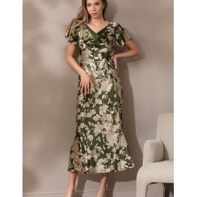 Сорочка шелковая большого размера Mia-Amore VITTORIA 5158 темный хаки, Цвет: темный хаки, Размеры: L