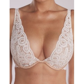 Кружевной бюстгальтер с пуш-ап Kinga COCO 1104-PU экрю, Цвет: экрю, Размеры: 65B