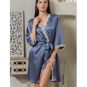 Атласный халат-кимоно Mia-Mella JULIA CHARME 8733 дельфин, Цвет: дельфин, Размеры: S/M