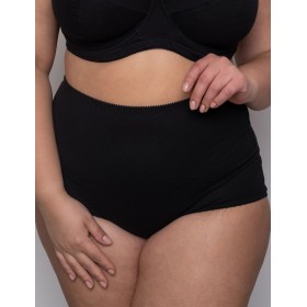 Трусы женские высокие из хлопка Valmira 2930/C тисненый черный, Цвет: тисненый черный, Размеры: 2XL