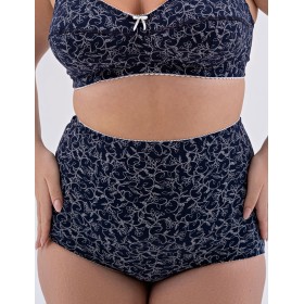 Трусы женские высокие из хлопка Valmira 2930/C синий с молоком, Цвет: синий с молоком, Размеры: 6XL