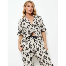 Вискозная пижама с брюками Aruelle DAKARA, Цвет: экрю/черный, Размеры: S