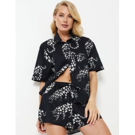 Хлопковая пижама Aruelle TAMISHA, Цвет: черный/белый, Размеры: XS