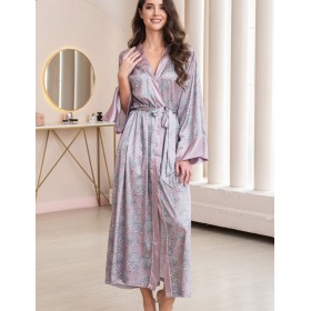 Длинный шелковый халат Mia-Amore REBECCA 5169 розовый жемчуг, Цвет: розовый жемчуг, Размеры: 4XL/5XL