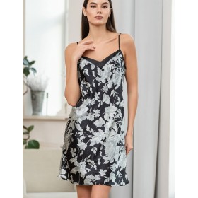 Шелковая сорочка с принтом Mia-Amore VITTORIA 5151 черный, Цвет: черный, Размеры: 4XL