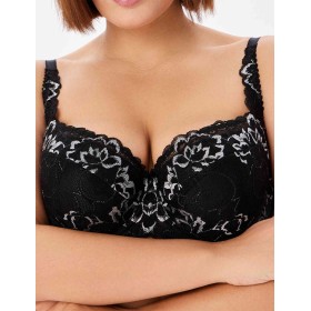 Кружевной бюстгальтер с поролоном Elli 3030 черно-серебро, Цвет: черно-серебро, Размеры: 90B