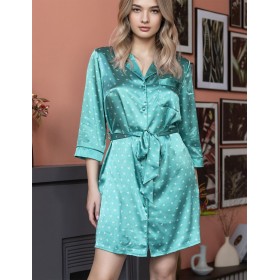 Атласный халат-рубашка Mia-Mella CLEVER 8947 ментол, Цвет: ментол, Размеры: S