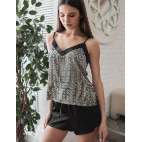 Шёлковая пижама с шортами Mia-Amore JADORE 4082, Цвет: черный, Размеры: S