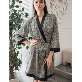 Халат женский шёлковый Mia-Amore JADORE 4083, Цвет: черный, Размеры: S/M