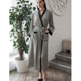 Длинный шёлковый халат Mia-Amore JADORE 4089, Цвет: черный, Размеры: S/M