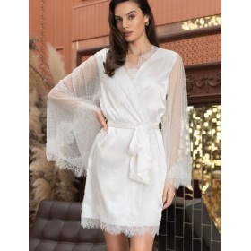 Шелковый халат с кружевом Mia-Amore WINDSOR 3883 белый, Цвет: белый, Размеры: S/M