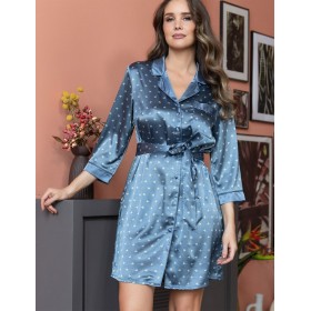 Атласный халат-рубашка Mia-Mella CLEVER 8947 дельфин, Цвет: дельфин, Размеры: L