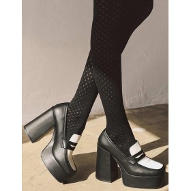 Колготки с геометрическим узором Gabriella 312 WAWES nero 80 den, Цвет: чёрный, Размеры: 2