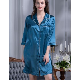 Атласная ночная рубашка Mia-Mella JULIA 8737 синий, Цвет: синий, Размеры: M