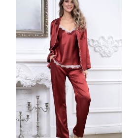 Атласный комплект тройка Mia-Mella JULIA 8735 паприка, Цвет: паприка, Размеры: L