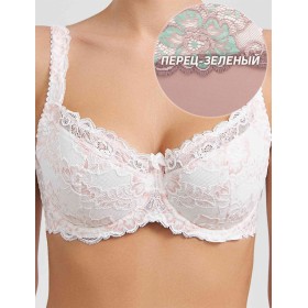 Бюстгальтер с кружевом биколор Simona M 608 перец-зеленый, Цвет: перец-зеленый, Размеры: 75F