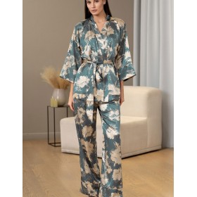 Шёлковый комплект тройка Mia-Amore ORNELIA 3834, Цвет: зелёный, Размеры: S