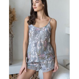 Шелковый комплект топ и шорты Mia-Amore AMELY 5042 серый, Цвет: серый, Размеры: S