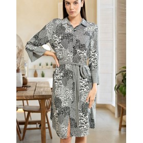 Халат-рубашка на пуговицах Mia-Amore AVELINA 5127, Цвет: черно-белый, Размеры: S