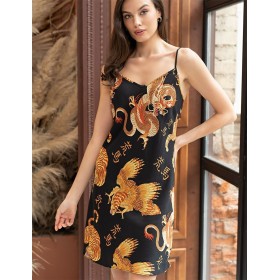 Сорочка с ярким принтом Mia-Amore DRAGON 5080, Цвет: черный, Размеры: 3XL