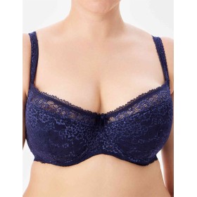 Кружевной бюстгальтер на поролоне Lina A 6086 темно-синий, Цвет: темно-синий, Размеры: 75F