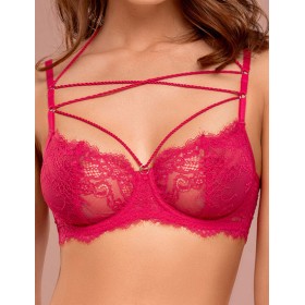 Кружевной бюстгальтер балконет Mioocchi DENISA 8167 fuxia, Цвет: fuxia (фуксия), Размеры: 90B