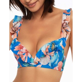Бюстгальтер купальный с пуш-ап Esotiq BAE 41556 цветы на синем, Цвет: цветы на синем, Размеры: 70C/75B