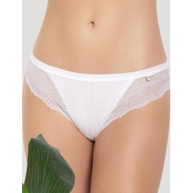 Трусы бразилиана с кружевными вставками Cotonella AD936 PURITY LACE bianco, Цвет: bianco (белый), Размеры: S