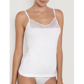 Майка хлопковая на тонких бретелях Cotonella AD940 PURITY LACE bianco, Цвет: bianco (белый), Размеры: S