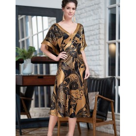 Шёлковая длинная сорочка Mia-Amore ANTIKA 3478, Цвет: черный/медный, Размеры: 3XL