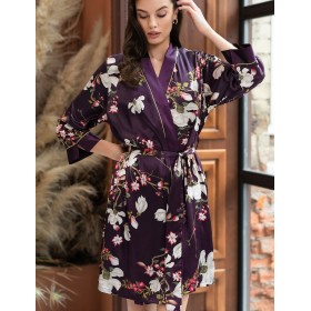 Шелковый халат-кимоно Mia-Amore MAGNOLIA 3523, Цвет: бордовый, Размеры: L/XL