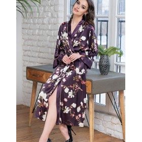 Длинный шелковый халат Mia-Amore MAGNOLIA 3529, Цвет: бордовый, Размеры: L/XL