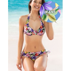 Голубой купальник с цветами Sielei HAWAII HA93 jeans, Цвет: jeans (голубой), Размеры: 85C