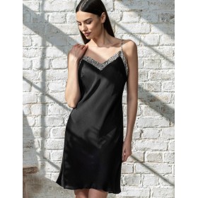 Шёлковая чёрная сорочка Mia-Amore RUNA 3991, Цвет: черный, Размеры: M