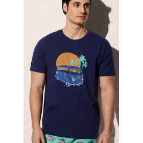 Хлопковая мужская футболка Ysabel Mora 90502 темно-синий, Цвет: темно-синий, Размеры: L